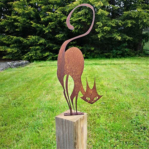 HADAVAKA Retro Rusty Metal Cat Fence Topper Decor, Metal Garden Yard Art Summer Farmhouse Home Decor Outdoor Ornaments Décor Courtyard Lawn Gift Ideal for Yard, Patio (cat) von HADAVAKA