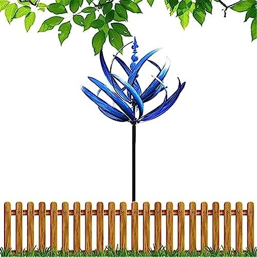 Wind Im Freien Spinner, Wind Spinner Für Garten, Wind Skulpturen Spinner, Dynamische 3D Windmühle, Mit Metall Garten Pfahl, Gartenarbeit Plug Wind Spinner Dekor Für Hof, Garten, Außen (Blue) von HADAVAKA