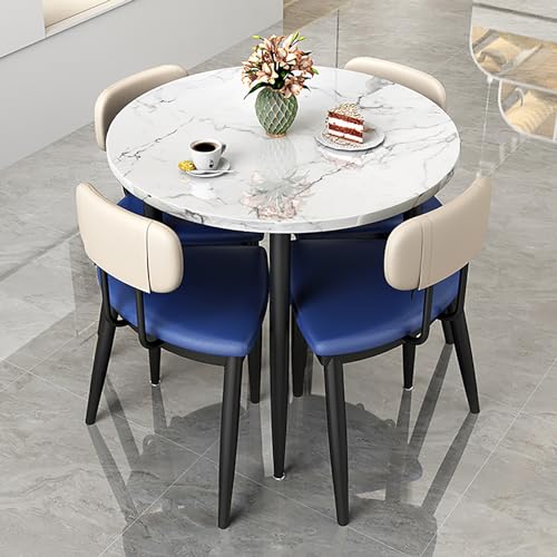 HADECOLL Rund Konferenztisch Essgruppe Esstisch Mit 4 St眉Hlen,Reception Table and Chair Combination,Office Reception Conference Round Dining Table Set,Living Room Balcony Leisure,One Colora6 von HADECOLL