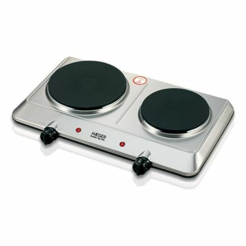 HAEGER Double Top Disc - Elektrische Kochplatte mit 2250 W - Platte mit 180 mm und 150 mm Durchmesser, Sicherheitssystem mit Thermalsicherung, einstellbare Heiztemperatur mit 5 Stufen von HAEGER