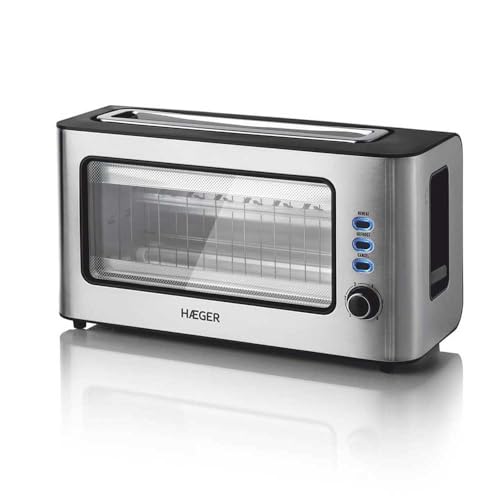 HAEGER Fenster-Toaster – 1 extra breite Öffnung, 1000 W, 6 Temperaturen, Edelstahl von HAEGER