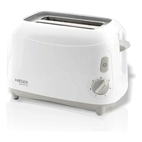 HAEGER Geminy - Toaster mit 900 W Doppelkammer, 7 Toastpositionen mit Krümelschublade, einfaches und funktionales Design, für effizientes Toasten, weiße Farbe von HAEGER