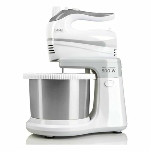 HAEGER MAX Mixer Pro - Mixer mit Schale, 500W, INOX-Drehschüssel, 3L, 2 Paar Rühr- und Knetbarren von 20 cm von HAEGER