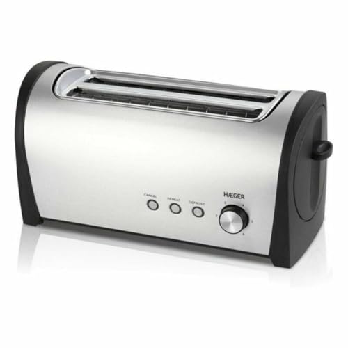 Haeger TO-14D.010A Multifunktions-Toaster mit 1400 W Leistung, 2 lange Schlitze, außen aus Edelstahl, elektronische Toaststeuerung, 6 Positionen von HAEGER