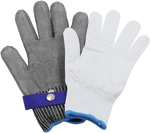 FGST Schnittschutzhandschuhe, schnittfeste Handschuhe, sicher arbeitende Metallhandschuhe, for Metzger und Köche for Schneiden von Fischfilets und Schälen von Austernmandoline ( Size : L/24.5CM ) von HAENJA