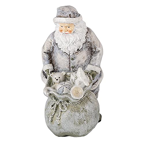 HAES DECO - Dekofigur Weihnachtsmann - Größe 10x7x13 cm - Farbe Grau - Material Polyresin - Weihnachtsfigur, Weihnachtsdekoration von HAES DECO