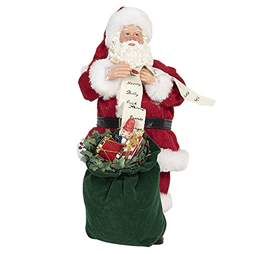 HAES DECO - Dekofigur Weihnachtsmann - Größe 17x13x28 cm - Kollektion: Who is Santa - Farbe Rot - Material Textil auf Kunststoff - Weihnachtsfigur, Weihnachtsdekoration von HAES DECO