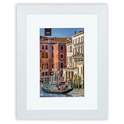 HAES DECO - Holz Bilderrahmen 13x18 mit Passepartout Venezia Weiß - Fotorahmen Holz - Portraitrahmen mit Aufsteller & Wandhalterung - für 1 Foto im Format 9x13 oder 13x18 -SP13018 von HAES DECO