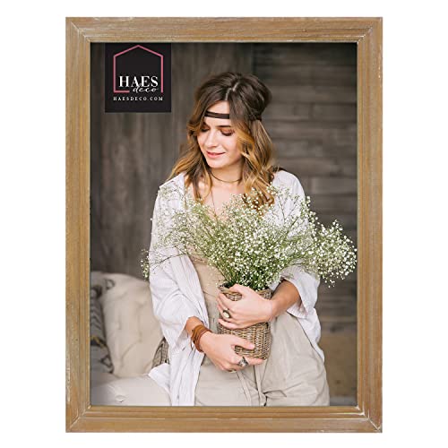 HAES DECO - Holz Bilderrahmen 20x30 Nancy Vintage Braun - Fotorahmen Holz - Portraitrahmen mit Aufsteller & Wandhalterung - für 1 Foto im Format 20x30 - SP10230 von HAES DECO