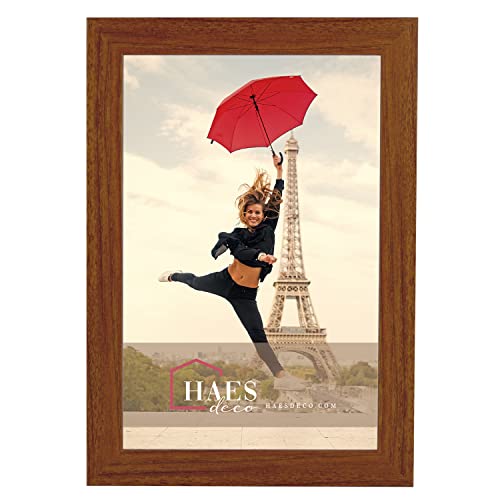 HAES DECO - Holz Bilderrahmen 20x30 Paris rustikal braun - Fotorahmen Holz - Portraitrahmen mit Aufsteller & Wandhalterung - Fotorahmen für 1 Foto im Format 20x30 - SP001208 von HAES DECO