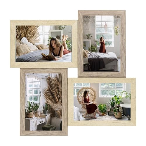 HAES DECO – Holz-Multi-Fotorahmen Rena 4Q Braun/Creme für 4 Fotos im Format 10 x 15 (32 x 32 cm) – DT987HS von HAES DECO