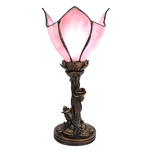 HAES DECO - Tiffany Tischlampe 32 cm Rosa Glas Tiffany Schreibtischlampe Tiffany Lampen Buntglas von HAES DECO