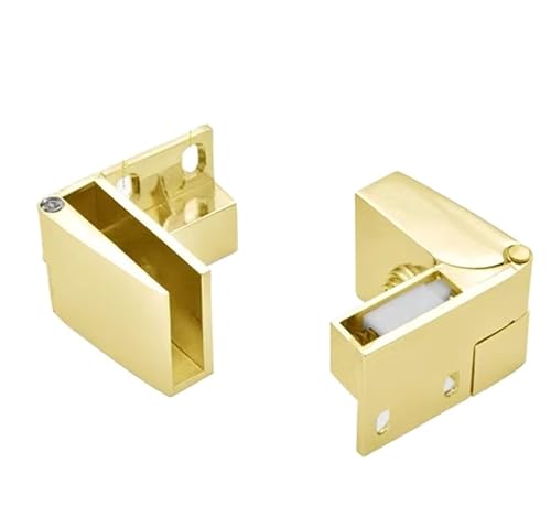 Glastürscharniere, Drehscharniere for Duschtüren, Peukerty 2er-Pack Glastürscharniere, Glasschranktürscharniere, Glasweinschrankscharniere, Glasdisplayscharniere(Gold) von HAEUYA