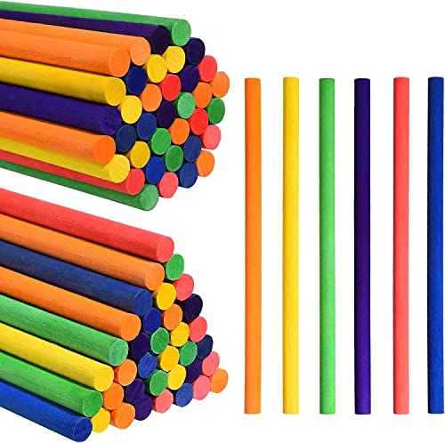Natürliche Holzdübelstäbe, 100er-Pack Rhythmus-Holzstäbe for Kinder, Holzstäbe, Musikunterricht, Schlaginstrumente, Schlagstäbe, 6 Farben(5 * 200mm) von HAEUYA