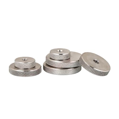 Rändelmuttern, Klemmknopf, 1–5 Stück M3–M12 Rändelmutter aus Edelstahl 304, Flachkopf-Netz-Rändelmuttern(M5x12x4.5mm (5pcs)) von HAEUYA
