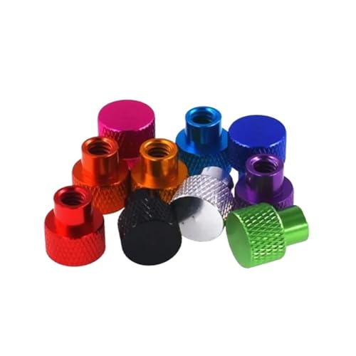 Rändelmuttern, Klemmknopf, 5 Stück/Los M3 M4 M5 M6 bunter Aluminium-Blindgewinderahmen, Flanschmutter handfest anziehen(Purple,M5 5pcs) von HAEUYA