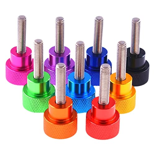 Rändelmuttern, Klemmknopf, M2 M2,5 M3 M4 M5 M6 M8 M10, bunte Rändelschraube, Aluminium-Rändelkopf, Edelstahlgewinde, handfest anziehende Rändelschraube(Green,L=15MM-M10) von HAEUYA