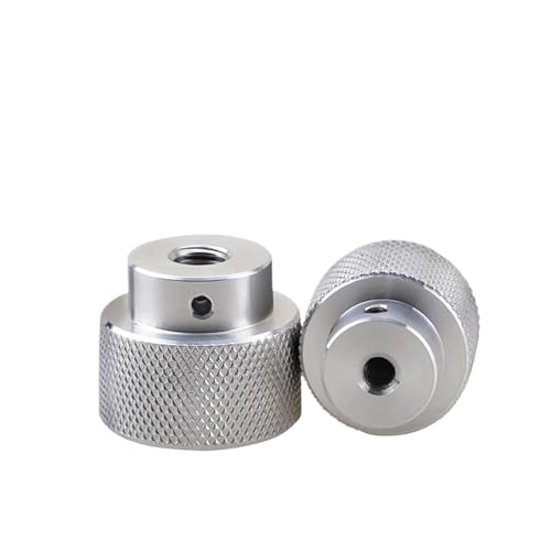 Rändelmuttern, Klemmknopf, Rändelmuttern mit seitlichem Loch, Handgriffknöpfe aus Aluminiumlegierung, Stufenmutter, Silber/Schwarz/Rot, M6, M8, M10, M12, 1 Stück(M6x30x30mmSilver) von HAEUYA