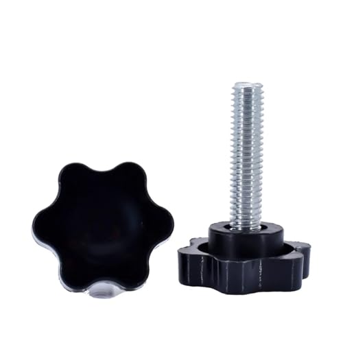 Rändelmuttern, Klemmknopf, Sackloch M4-M10 Kohlenstoffstahl 6-Lappen Flachkopf Stern Handknopfschrauben Packung mit 2-10 Kopf 25-38mm(35mm (3pcs),M6 (Head 25mm)) von HAEUYA