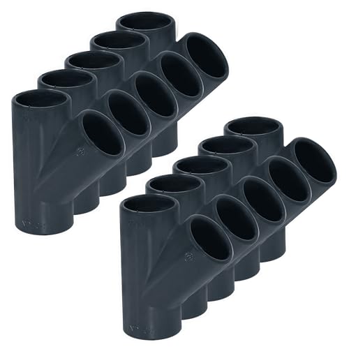 HAF® 10x PVC Fittings T-Stück 45° mit 3X 50mm Klebemuffen - Verbinder aus grauem PVC-U für Rohre, Rohranschlüsse, Poolverrohrungen UVM. | Qualität: Made in Europe - Menge: 10 Stück von HAF