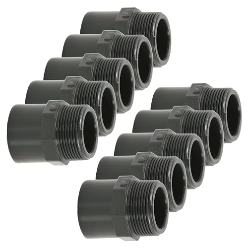 HAF® 10x PVC Fittings Übergangsnippel mit 50/63mm x 1 1/2" Außengewinde | Übergangsmuffe aus grauem PVC-U für Rohr, Rohrleitungen oder Poolverrohrung | Qualität: Made in Europe - Menge: 10 Stück von HAF
