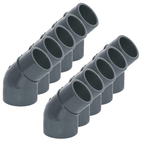 HAF® 10x PVC Fittings Winkel 45° reduziert mit 50mm x 40/50mm Klebemuffe/-stutzen - Winkelverbinder aus grauem PVC-U für Rohre, Poolverrohrungen UVM | Qualität: Made in Europe.- Menge: 10 Stück von HAF