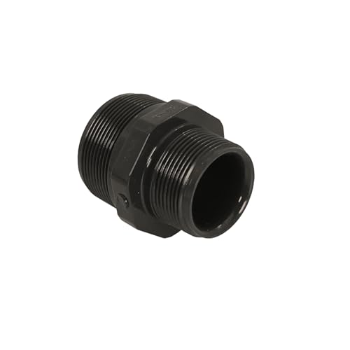 HAF® 1x PVC Fittings Doppelnippel mit 2" x 1 1/2" Außengewinde | Verbinder aus grauem PVC-U für Rohranschlüsse & Poolverrohrungen | 2 Zoll x 1,5 Zoll | Qualität: Made in Europe - Menge: 1 Stück von HAF