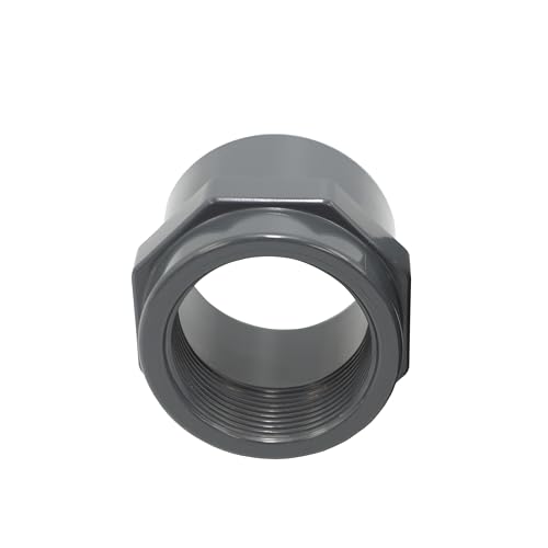 HAF® 1x PVC Fittings Gewindemuffe 63mm Klebemuffe x 2" Innengewinde | Übergangsmuffe aus grauem PVC-U für Rohranschlüsse, Poolverrohrungen UVM. | Qualität: Made in Europe - Menge: 1 Stück von HAF