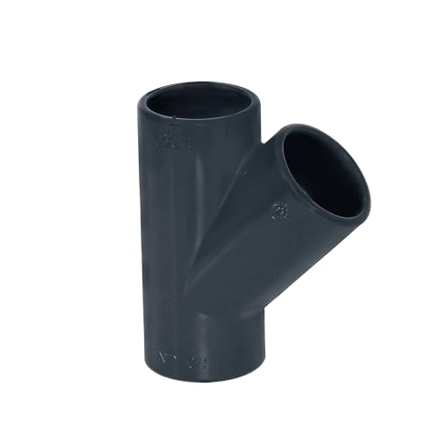 HAF® 1x PVC Fittings T-Stück 45° mit 3X 50mm Klebemuffen - Verbinder aus grauem PVC-U für Rohre, Rohranschlüsse, Poolverrohrungen UVM. | Qualität: Made in Europe - Menge: 1 Stück von HAF