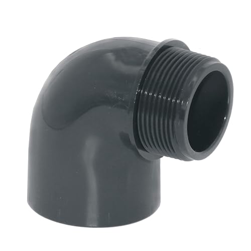 HAF® 1x PVC Fittings Winkel 90° mit 50mm Klebemuffe x 1 1/2" Außengewinde - Winkelverbinder aus grauem PVC-U für Poolverrohrungen und vieles mehr... Qualität: Made in Europe. Menge: 1 Stück von HAF