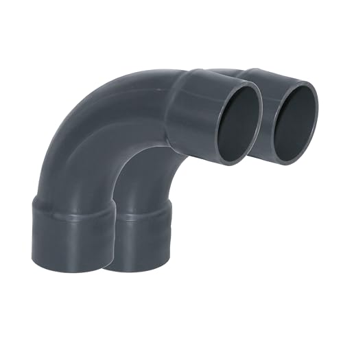 HAF® 2X PVC Fittings Bogen 90° mit 2X 50mm Klebemuffen - Verbinder aus grauem PVC-U für Rohre, Rohranschlüsse, Poolverrohrungen und vieles mehr...| Qualität: Made in Europe - Menge: 2 Stück von HAF