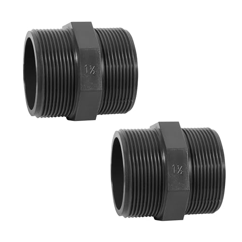 HAF® 2X PVC Fittings Doppelnippel mit 1 1/2" Außengewinde | Verbinder aus grauem PVC-U für Rohranschlüsse & Poolverrohrungen | 1,5 Zoll x 1,5 Zoll | Qualität: Made in Europe - Menge: 2 Stück von HAF