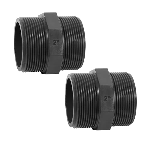 HAF® 2X PVC Fittings Doppelnippel mit 2" Außengewinde | Verbinder aus grauem PVC-U für Rohranschlüsse & Poolverrohrungen | 2 Zoll x 2 Zoll | Qualität: Made in Europe - Menge: 2 Stück von HAF