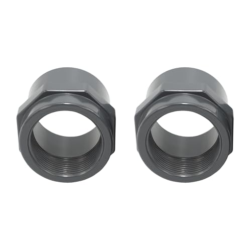 HAF® 2X PVC Fittings Gewindemuffe 63mm Klebemuffe x 2" Innengewinde | Übergangsmuffe aus grauem PVC-U für Rohranschlüsse, Poolverrohrungen UVM. | Qualität: Made in Europe - Menge: 2 Stück von HAF