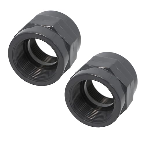 HAF® 2X PVC Fittings Gewindemuffe mit 2X Innengewinde 2" | Übergangsmuffe aus grauem PVC-U für Rohranschlüsse, Poolverrohrungen UVM. | 2 Zoll | Qualität: Made in Europe - Menge: 2 Stück von HAF