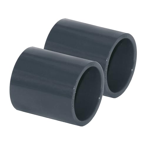HAF® 2X PVC Fittings Muffe mit 2X 50mm Klebemuffen | Verbinder aus grauem PVC-U für Rohre, Rohranschlüsse, Poolverrohrungen und vieles mehr... | Qualität: Made in Europe - Menge: 2 Stück von HAF