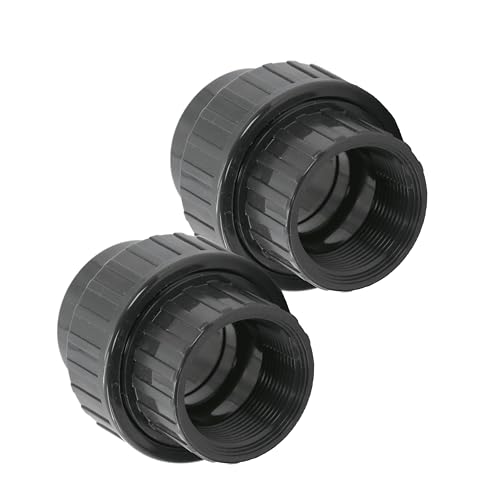 HAF® 2X PVC Fittings Verschraubung mit 63mm Klebemuffe x 2" Innengewinde | Adapter aus grauem PVC-U für Poolverrohrungen & sämtliche Rohrleitungen | Qualität: Made in Europe - Menge: 2 Stück von HAF
