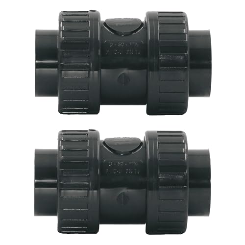 HAF® 2X PVC Rückschlagventil Grau mit 2X 63mm Klebemuffe | Federbelastet | Kegelrückschlagventil aus grauem PVC-U für sämtliche Rohrleitungen | Qualität: Made in Europe - Menge: 2 Stück von HAF
