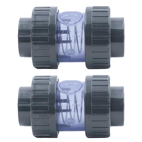 HAF® 2X PVC Rückschlagventil Transparent mit 2X 63mm Klebemuffe | Federbelastet | Kegelrückschlagventil aus grauem PVC-U für sämtliche Rohrleitungen | Qualität: Made in Europe - Menge: 2 Stück von HAF