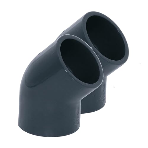 HAF® 2X PVC Fittings Winkel 45° mit 2X 63mm Klebemuffe - Winkelverbinder aus grauem PVC-U für Rohranschlüsse, Poolverrohrungen und vieles mehr... Qualität: Made in Europe. Menge: 2 Stück von HAF