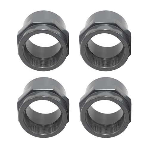HAF® 4X PVC Fittings Gewindemuffe 63mm Klebemuffe x 2" Innengewinde | Übergangsmuffe aus grauem PVC-U für Rohranschlüsse, Poolverrohrungen UVM. | Qualität: Made in Europe - Menge: 4 Stück von HAF