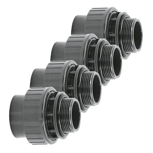 HAF® 4X PVC Fittings Verschraubung O-Ring mit 63mm Klebemuffe x 2" Außengewinde | Adapter aus PVC-U für Poolverrohrungen & sämtliche Rohrleitungen | Qualität: Made in Europe - Menge: 4 Stück von HAF