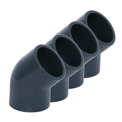 HAF® 4X PVC Fittings Winkel 45° mit 2X 63mm Klebemuffe - Winkelverbinder aus grauem PVC-U für Rohranschlüsse, Poolverrohrungen und vieles mehr... Qualität: Made in Europe. Menge: 4 Stück von HAF