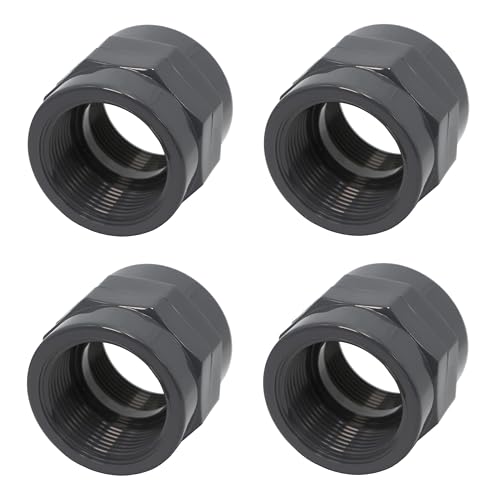 HAF® 4x PVC Fittings Gewindemuffe mit 2x Innengewinde 1 1/2" | Übergangsmuffe aus grauem PVC-U für Rohranschlüsse, Poolverrohrungen uvm. | 1,5 Zoll | Qualität: Made in Europe - Menge: 4 Stück von HAF
