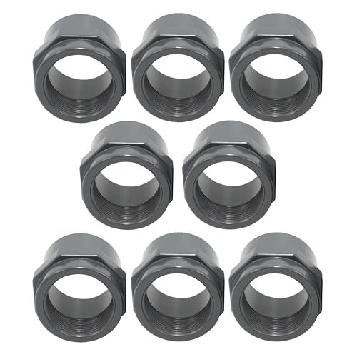 HAF® 8X PVC Fittings Gewindemuffe 63mm Klebemuffe x 2" Innengewinde | Übergangsmuffe aus grauem PVC-U für Rohranschlüsse, Poolverrohrungen UVM. | Qualität: Made in Europe - Menge: 8 Stück von HAF