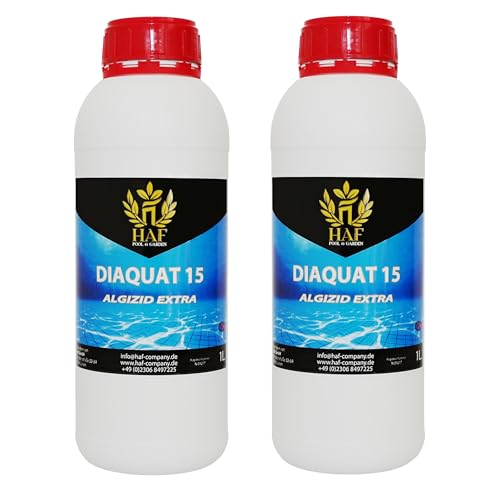 HAF® Algizid Exta 2 Liter - Hochdosiertes Algenmittel zur Pflege & Reinigung Ihres Pools - Algenverhüter mit Klareffekt gegen grünes Wasser im Pool - Qualität: Made in Europe - Menge: 2 x 1 Liter von HAF