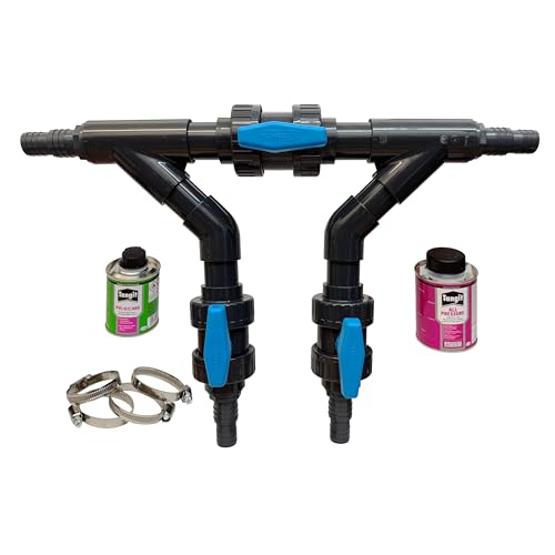 HAF® Bypass Set 45° | Ventil für den Anschluss von Pool Wärmepumpe Poolheizung Solaranlage | Adapter für optimale Regulierung des Wasserdurchfluss | Anschlussset mit 32mm 38mm Schlauchanschluss von HAF