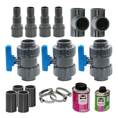 HAF® Bypass Set Basic | Ventil für den Anschluss von Pool Wärmepumpe Poolheizung Solaranlage | Adapter für optimale Regulierung des Wasserdurchfluss | Anschlussset mit 32mm 38mm Schlauchanschluss von HAF