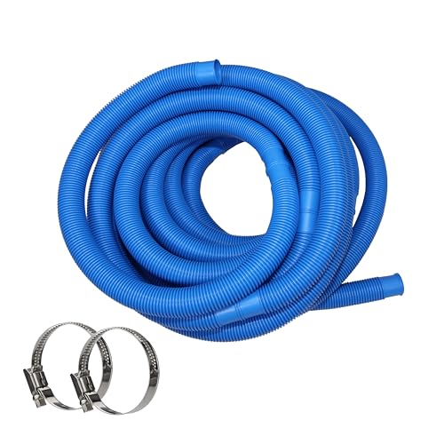HAF® Hochwertiger Pool Schwimmbadschlauch 38mm Blau 15 Meter für Garten & Schwimmbad | Solarschlauch inkl. 2X Edelstahl Schlauchschellen | Poolschlauch | Pumpenschlauch - Qualität: Made in Germany von HAF