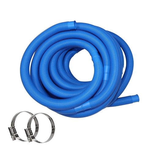 HAF® Hochwertiger Schwimmbadschlauch mit Muffen in Blau 32mm inkl. 2X Edelstahl Schlauchschellen - Flexibler Solar-/Saug-/Pumpenschlauch für Schwimmbecken - Qualität: Made in Germany - Länge: 12m von HAF